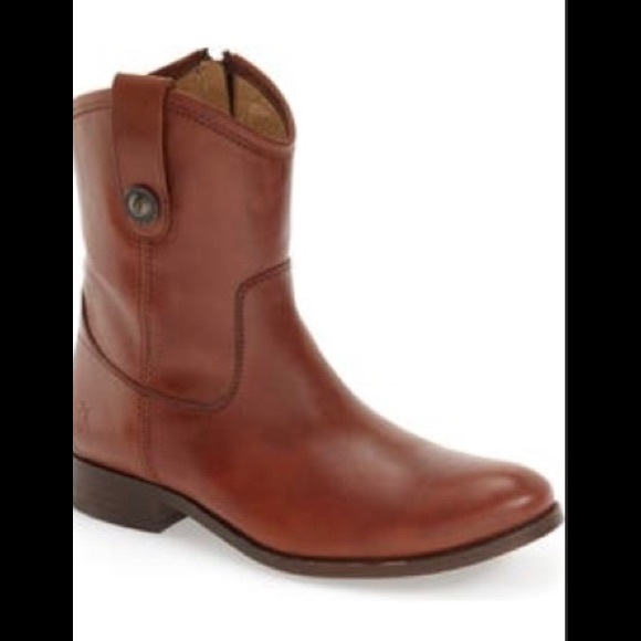 Frye Melissa short ankle boots for women, cognac. Size 9B - Picture 1 of 8